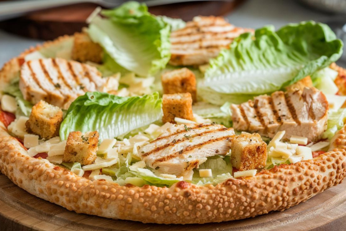 chicken crust caesar salad pizza