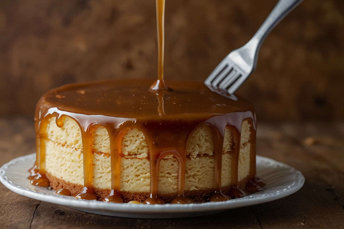 How do you thicken caramel for a cake?