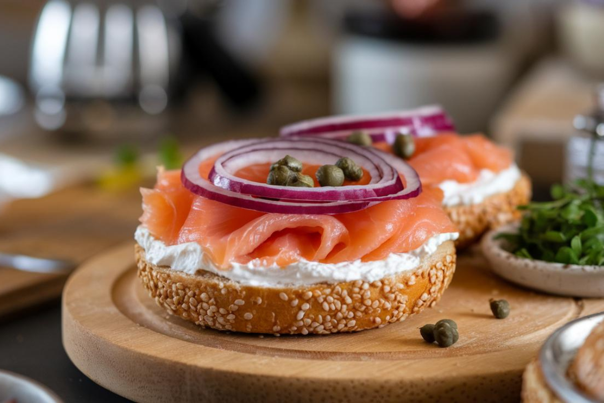 What goes well on a bagel with cream cheese?