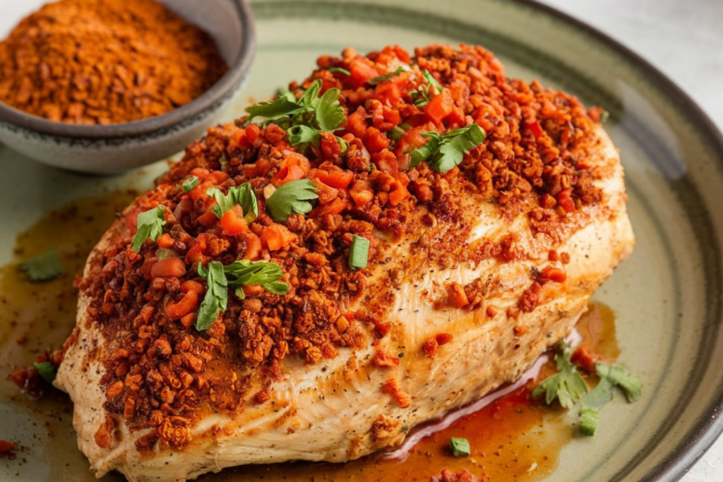 Do you put taco seasoning on chicken before or after cooking?