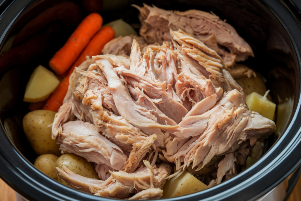 Why is my crockpot shredded chicken tough?