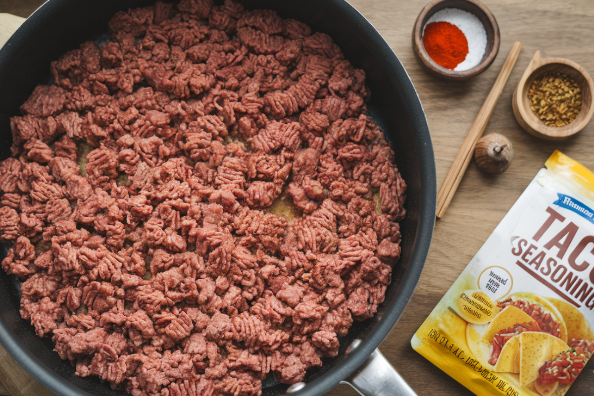 Do you brown meat before adding taco seasoning?