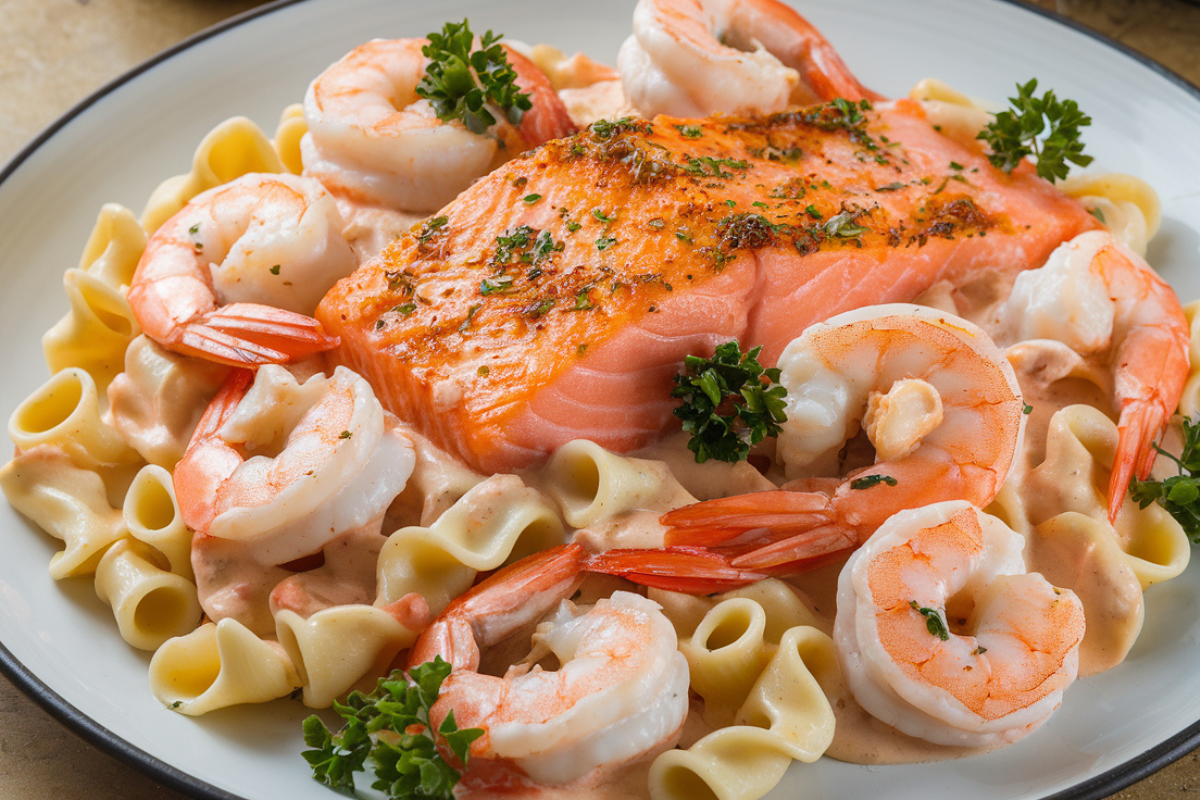 salmon and shrimp alfredo