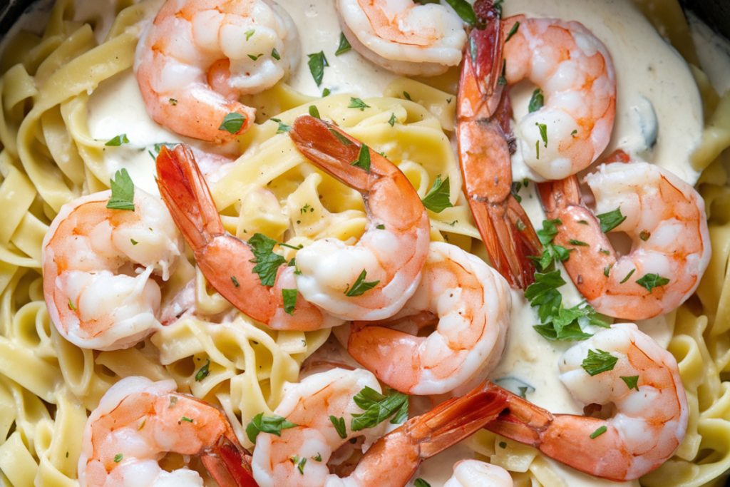 What is shrimp alfredo sauce made of?